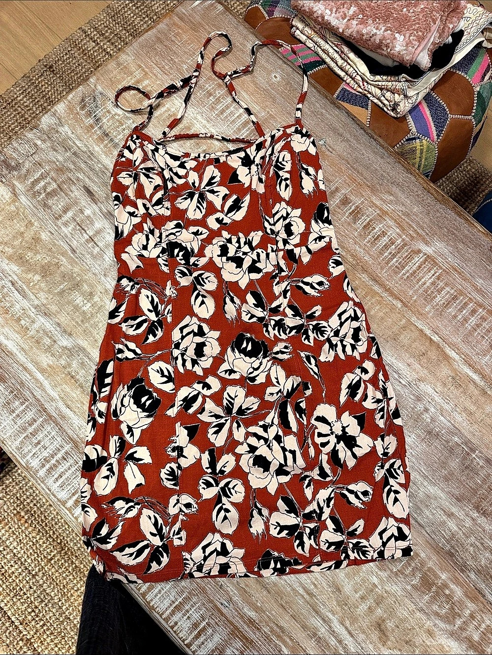 Free People Floral Camisole in Red & Black